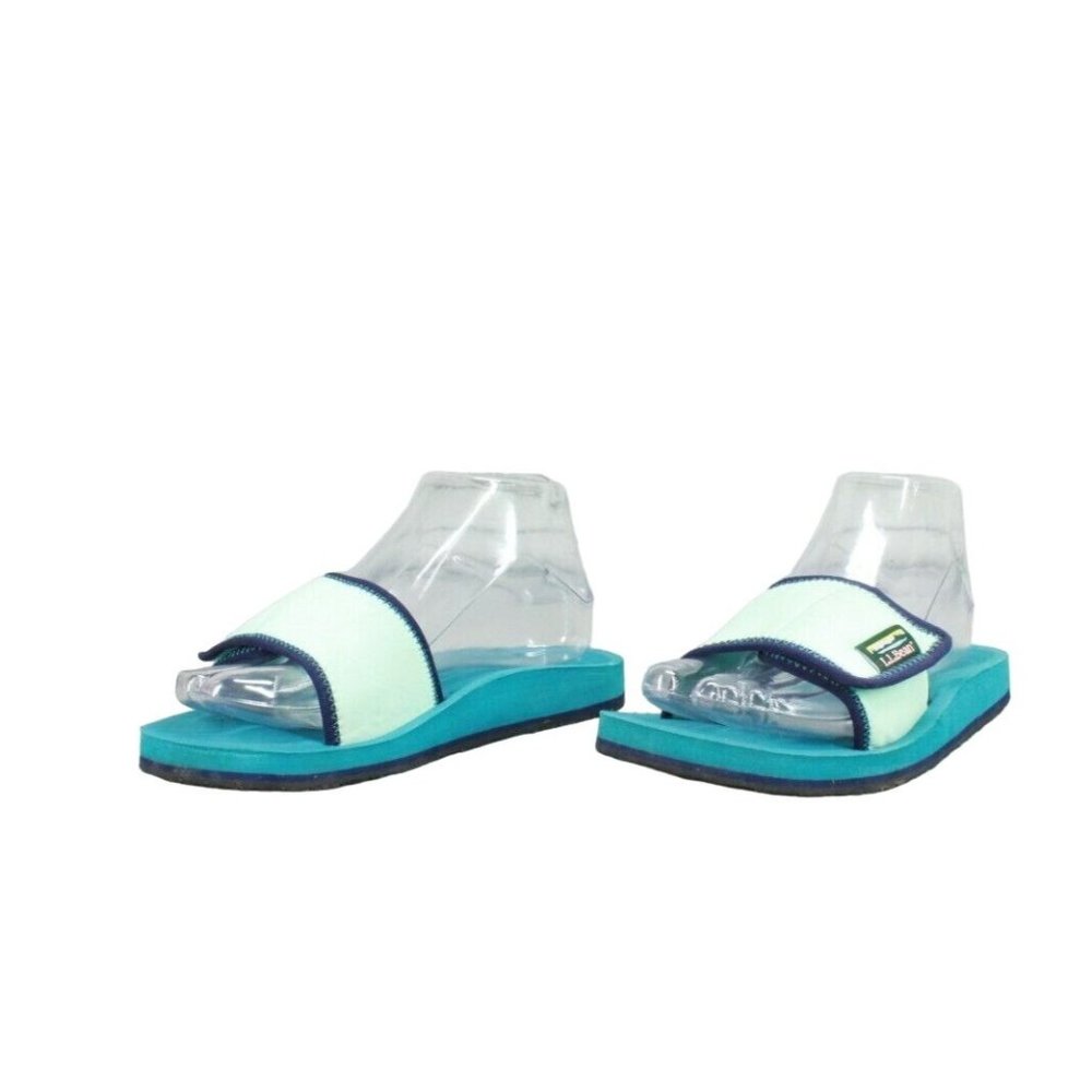 LL Bean Teal Canvas Adjustable Strap Slide Sandal Size 5 - Picture 1 of 8